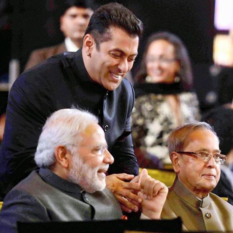 Bollywood Salman Khan with Indian PM Modi and President